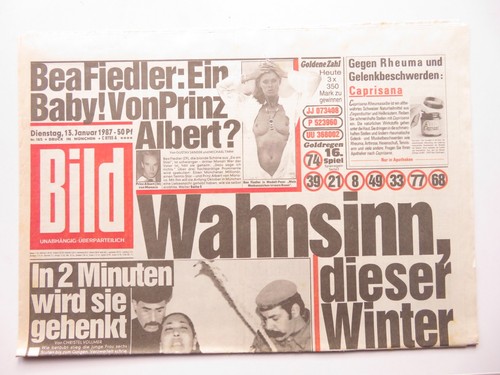 Bild zeitung vom 1987 - bild, 13.01.1987