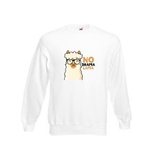 No Drama | Entspannt | Lama mit Brille | süßer Comic Sweatshirt Weiß