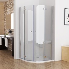 MIQU Duschkabine Runddusche Dusche Viertelkreis Falttür NANO Glas 80x80 90x90cm