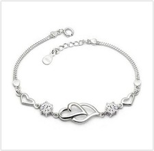 Damen Armband Geschenk 925 Silber Zirkonia Geschenk für Frauen Arm Band Herz