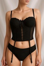 Strapshalter Corsage BH Unterwäsche Dessous Vintage teils Transparent Größe 75B