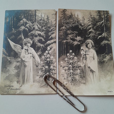 Ak Weihnachten Engel  schwarz weiß ca . 1906