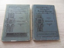 2 Bücher Schiller Wilhelm Tell Schulausgabe Cotta'sche Buchhandlung 1895 & 1905
