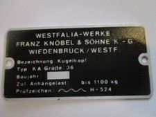Nameplate hitch KA 36 1100 kg