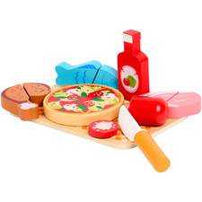 Holz Schneideset Lebensmittel | Spielküche Obst Gemüse mit Klett | Pizza