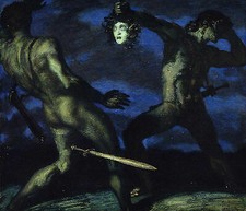 Medusa Franz von Stuck Gorgone griech. Mythologie Kopf Männer Schwert B A3 01903