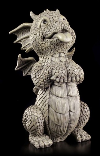 Drachen gartenfigur doggy - -,