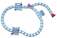 LEGO DUPLO Eisenbahn Schienen Set - Kurve + gerade + Weiche + Übergang Hellgrau