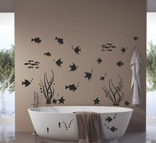 Bad Deko Wandtattoo XXL Set Unterwasserwelt Fische Badezimmer WC Fliesen Dusche