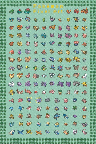 Pokemon pixel art poster - -,