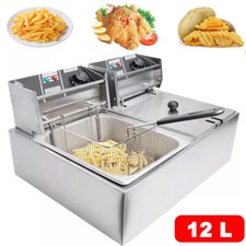 Fritteuse 12L Edelstahl Kaltzonen Friteuse 5000W 12 Liter Fritöse Frittöse NEU