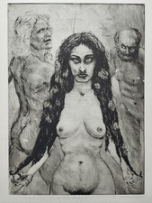 Große Radierung Weiblicher