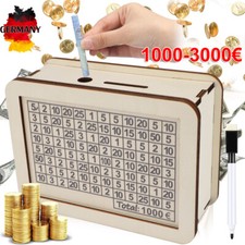 Spardose Holz Sparbox mit Zahlen Ankreuzen mit Zähler Wieder Verwendbare Geldbox