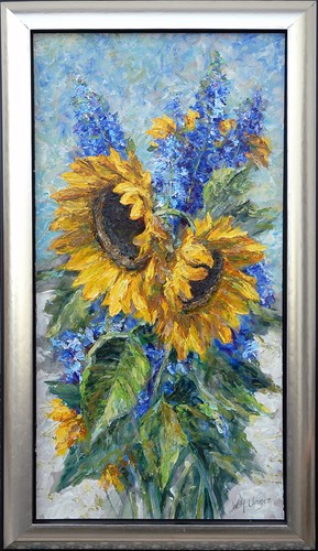 Sonnenblumen und rittersporn - sonnenblumen,