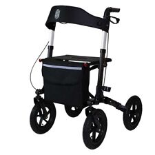 Faltbarer Outdoor Rollator für Reisen mit Luftbereifung Sitz Lehne  und Tasche. 