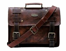 Herren Damen Echtleder Vintage Brown Messenger Umhänge Laptop Tasche Aktentasche