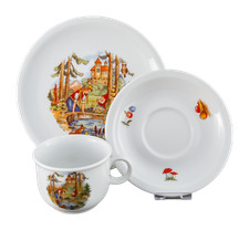 Kindergeschirr Set 3-teilig Porzellan Kindergedeck DDR Märchen Froschkönig