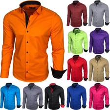 Baxboy Herren Kontrast Hemden Business Freizeit Langarm Anzug Hochzeit Hemd B500