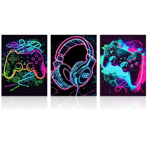 Gaming poster set neon - poster,