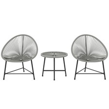Bistro Set Grau Stahl & PE