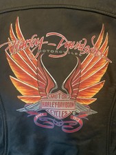 Harley Davidson Lederjacke, mit Airbrushbild,  Schwarz Größe M