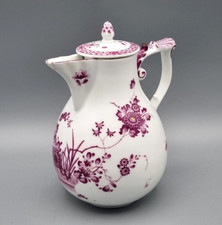 Meissen Porzellan Kanne, Indisch Purpur Garben Muster Blüten, 1760 antik selten