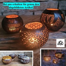 3 er SET Kokosnuss Windlichter