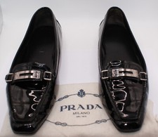 Original PRADA Damen-Slipper/Loafer Lack-Leder schwarz Gr. 6/39 TOP rar