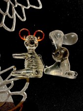 Vintage Lucite Hong Kong Tiere 1970er – klare Plastikfiguren Maus & Hund – Samml