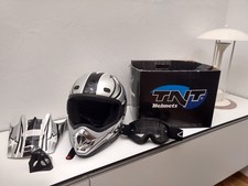 TNT Mofahelm M,S Helm Silber mit Brille Neuwertig