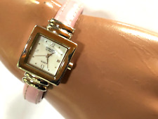 Vintage Gruen Embassy Armbanduhr Damen Spangenuhr Armreif Quarz silber ros Leder