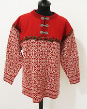 Damen Island Norweger Strick Pullover Grösse L Schurwolle K029