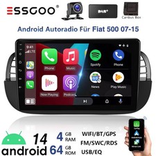 4+64GB Android 14 Autoradio Stereo GPS Wifi Carplay DAB+ Für Fiat 500 2007-2015