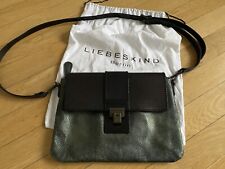 Liebeskind Berlin Echtleder Umhänge Tasche Clutch Snake grün metallic Crossbody