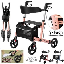 Alu Rollator Faltbar Leichtgewicht Laufhilfe Gehhilfe Reiserollator mit Sitz