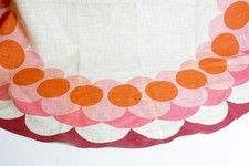 #10541 - 70er Jahre Tischdecke - Pichler-Decke - Mit Leinen - Rund D:160cm