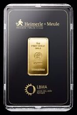 Goldbarren 5g/Gramm 999.9 Gold  „Heimerle & Meule“ geprägt Zertifiziert