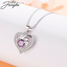 Damen Halskette Herz 925 Sterling Silber Anhänger Zirkon Schmuck Frauen Geschenk