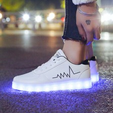 LED Leuchtende USB Aufladen Leuchtschuhe Sneaker Turnschuhe Blinkschuhe T64