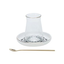 Bricard Ottomans 01 Teeglas-Set mit Keramik-Untersetzern – 18-teilig Schwarz