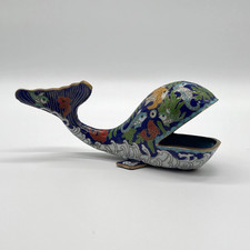 Vintage Cloisonne Figur Wal Emaille Metall Ablage Aschenbecher Schmuck Schale