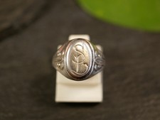 900 Silber Ring Siegelring Jugendstil Art Deco Buchstaben SL LS Lettern Antik