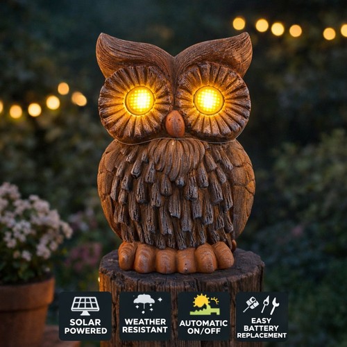 Solar gartenfigur eule mit - solar,