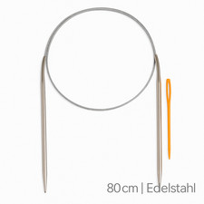 Rundstricknadel 80 cm Edelstahl – Stärken 2–10 mm – flexibles Seil – MaBaDiKa