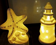 Leuchtturm+Seestern,Norddeutschland,2er Set Tisch-/Nachtleuchten,incl. Batt. NEU