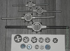 Konvulut 4 Stück Schneideisenhalter + 11 Stück Schneideisen verschiedene Größen