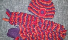 Set Mütze Schal Boa Stola Feder 100 % Alpaka rot NEU