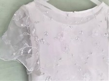 Kommunion Kleid, Satin, mit Spitzen Bolero, Tasche, Perlen, Verzierungen, Gr 128