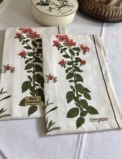 Vintage 2x Handtuch Leinen Küchentuch Geschirrtuch Kräuter unbenutzt Landhaus