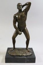 Erotik Bronze Skulptur Nackter Jüngling Mann signiert (GV340)